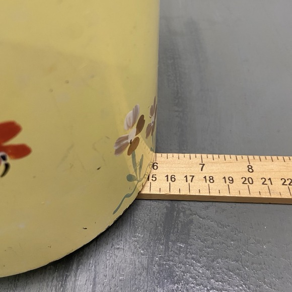 Vintage RANSBURG coated metal YELLOW ROOSTER CANISTER farmhouse cottage - Picture 11 of 11